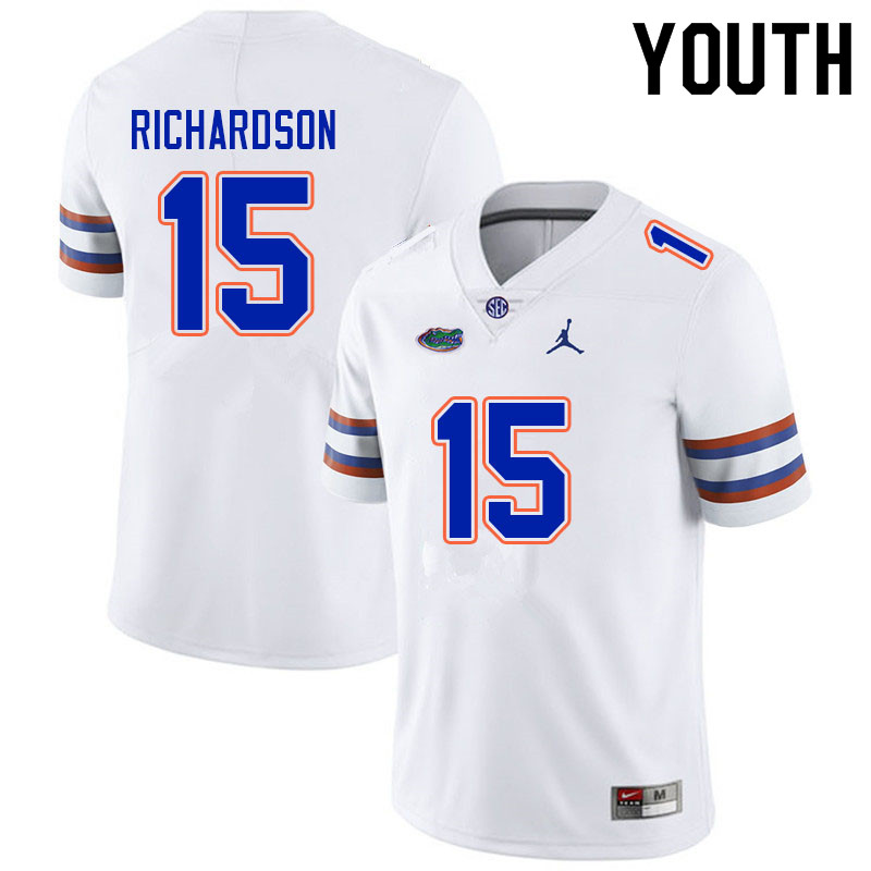 Youth #15 Anthony Richardson Florida Gators College Football Jerseys Sale-White